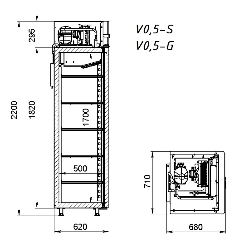 Шкаф холодильный ARKTO V 0.5-SD без канапе