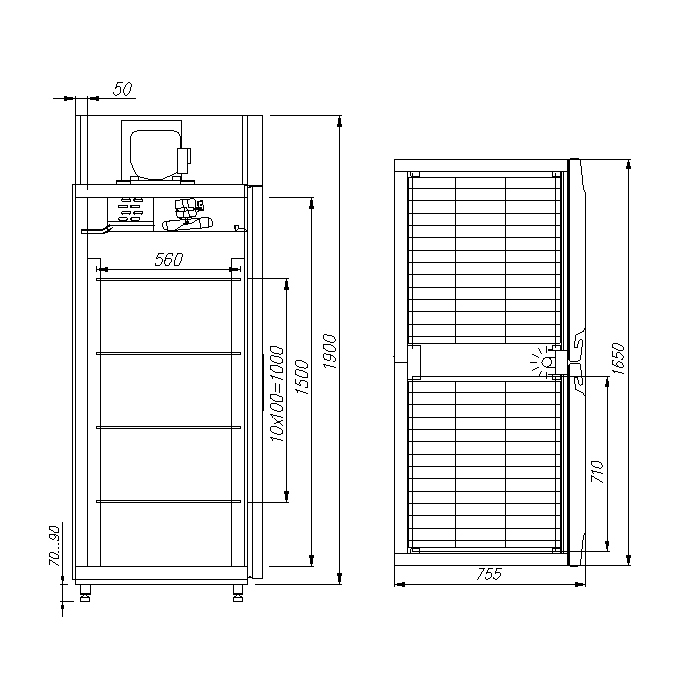 Шкаф холодильный Carboma V1400 INOX универсальный