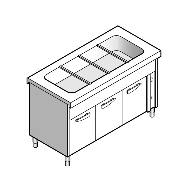 Прилавок-мармит для 1 и 2 блюд EMAINOX 8EAB15 8045015 с нейтральным шкафом
